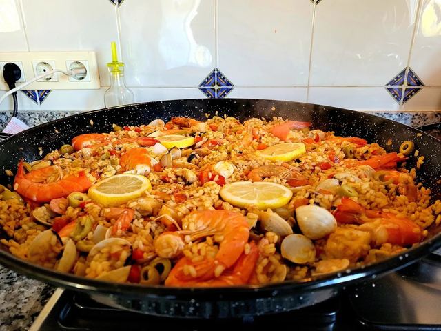 Paella prepared in our kitchen